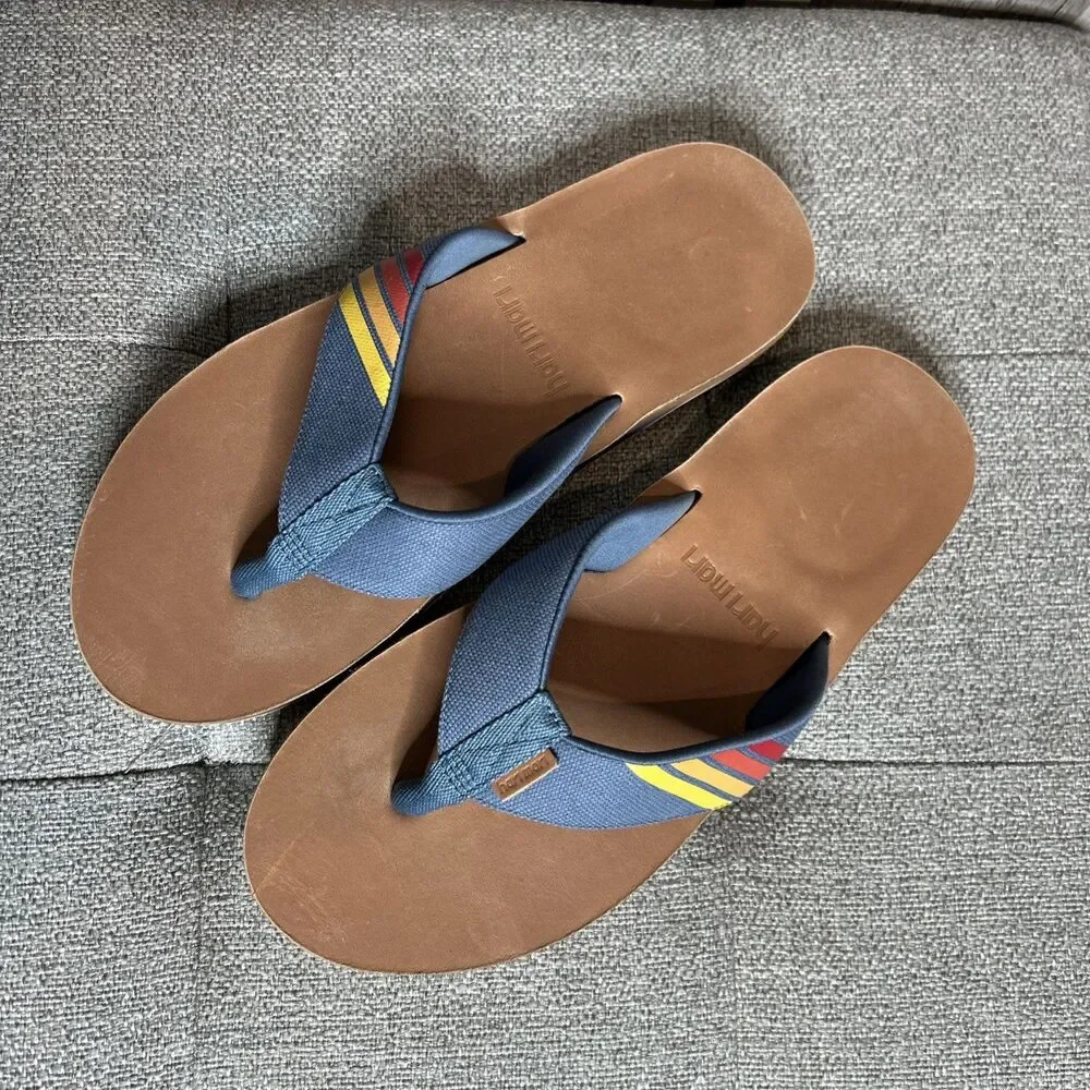 Hari Mari Flip Flops Men Size 11 Beach Resort Vacation Preppy Sunset